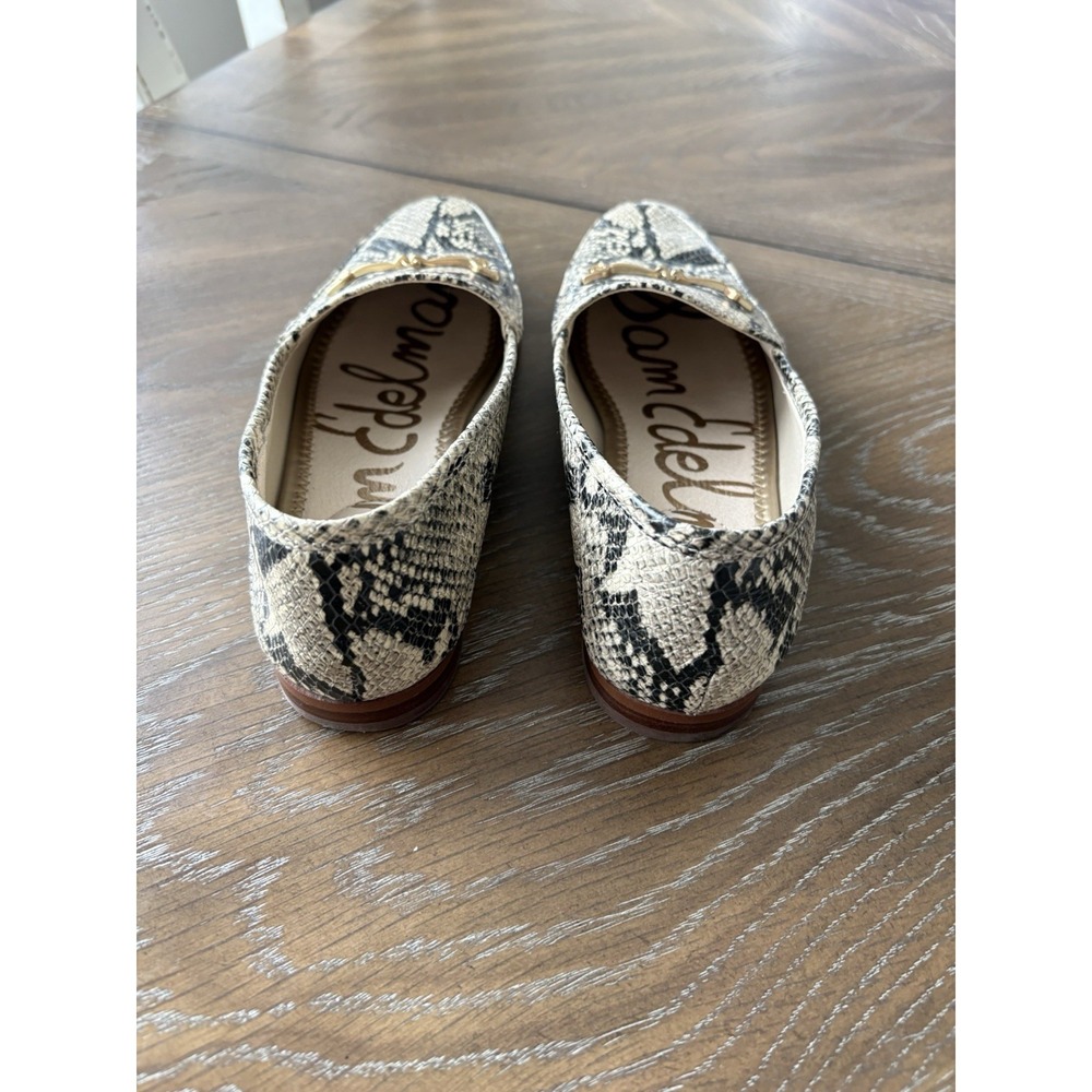 Sam Edelman Loraine Bit Loafer Snakeskin Embossed Leather‎ Flats Black White 7M - Picture 7 of 9